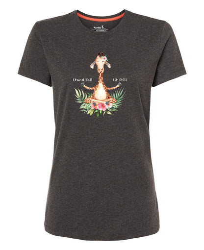 Giraffe Zen-sation Tee: The Stand Tall, Sit Still Women's Grey Recycled T-Shirt
